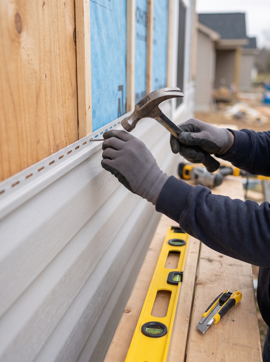 A siding subcontractor's jobsite